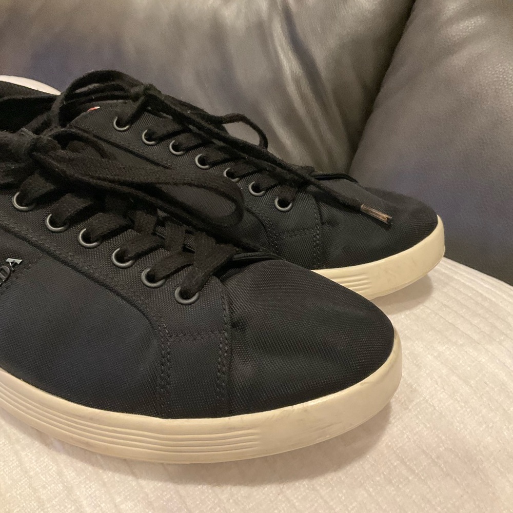 AUTH LUXURY PRADA SNEAKERS SHOES 4E3256 BLACK NYLON - Picture 3 of 16